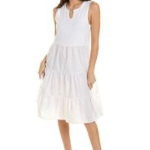 Ellen Tracy NWOT white tiered midi dress size small